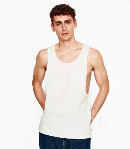 ASOS DESIGN vest with extreme racer back in beige