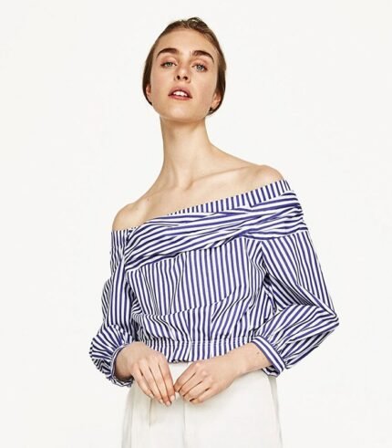 Zara Off Shoulder Striped Blouse