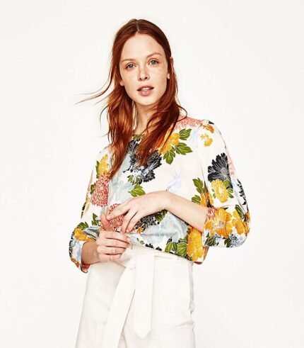 Zara Floral Print Top Blouse Cropped